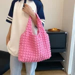 Cute Pleated Puff Shouder Bag Women Large-capacity Cloud Armpit Bag Winter Fashion Handbags Girls