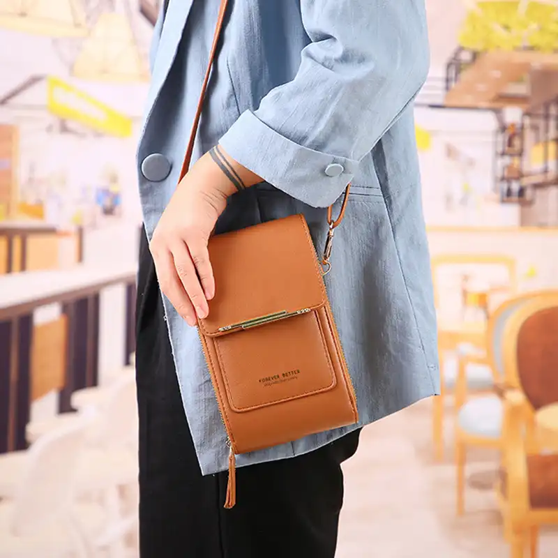 Touch Screen Mobile Phone Bag Small Crossbody Shouder Bags Women Long Wallet 