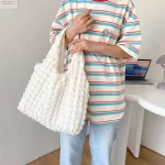 Cute Pleated Puff Shouder Bag Women Large-capacity Cloud Armpit Bag Winter Fashion Handbags Girls