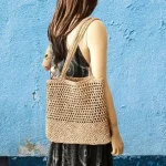 Women's Retro Artistic Beach Bag Paper String Hand-woven Beach Vacation Leisure Large Capacity Handbag