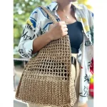 Women's Retro Artistic Beach Bag Paper String Hand-woven Beach Vacation Leisure Large Capacity Handbag