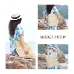 Women's Retro Artistic Beach Bag Paper String Hand-woven Beach Vacation Leisure Large Capacity Handbag