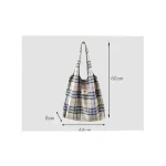 Artistic Plaid Cloth Bag Canvas Double-layer Shoulder Crossbody Dual-use