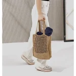 Women's Retro Artistic Beach Bag Paper String Hand-woven Beach Vacation Leisure Large Capacity Handbag