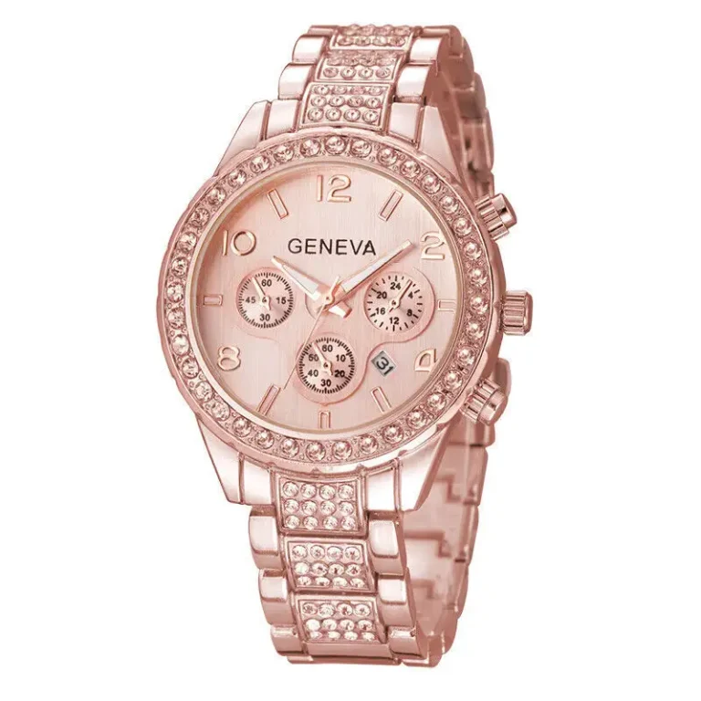 6PCS Set Rose Gold Luxury Watch Women