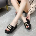 Chain High Heels Slippers Women