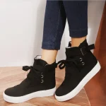 Canvas Buckle Shoes Woman Lace Up boots