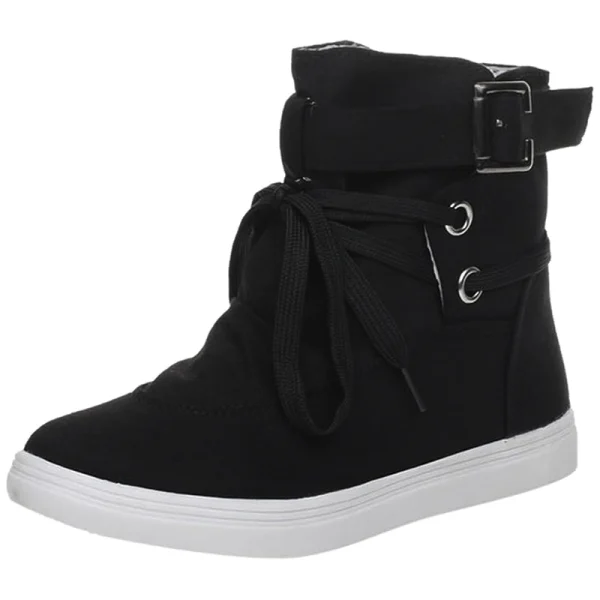 Canvas Buckle Shoes Woman Lace Up boots