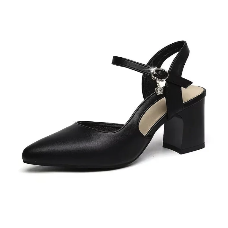 Leather Buckle Strap High Heel Shoes