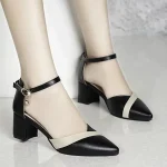 Leather Buckle Strap High Heel Shoes