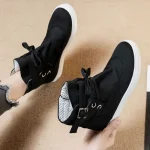 Canvas Buckle Shoes Woman Lace Up boots